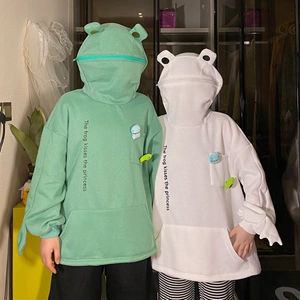 孤寡蛤蟆悲伤科密特青蛙薄款套头连帽沙雕卫衣服憨情侣闺蜜恶搞笑