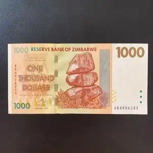 【非洲】全新 津巴布韦1000元纸币 外国钱币 雕刻版 20