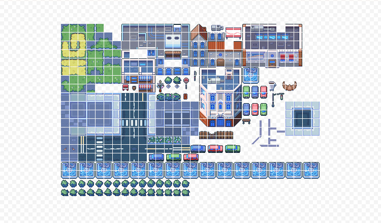现代城市地图场景rpgmakermv游戏素材