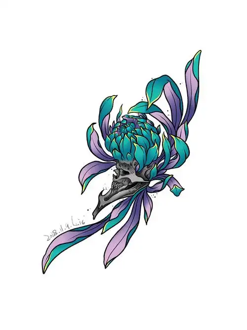 日式传统菊花文身图案