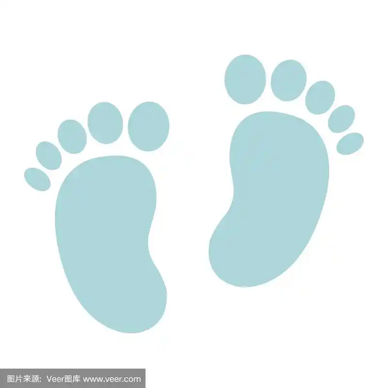 婴儿脚印平面图标,脚轮廓,矢量图形,彩色固体图案上的白色背景,eps 10