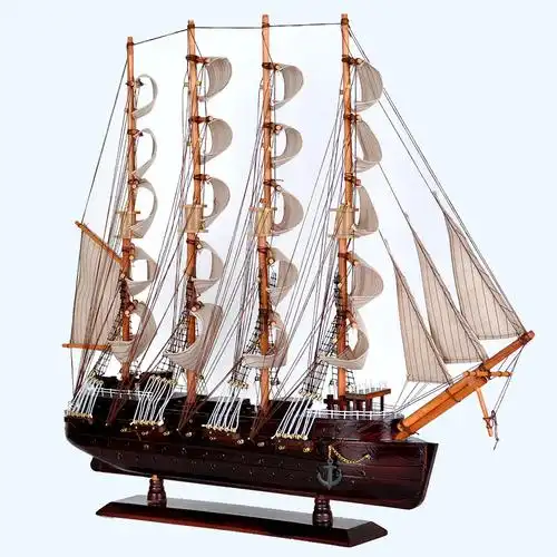 品怡轩摆件一帆风顺木质帆船模型桌面办公桌橱柜家居搁架软装饰品