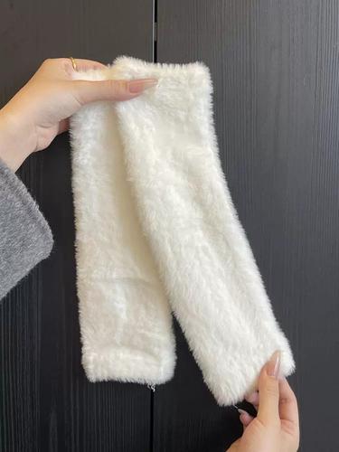 套日系长袖漏指手套可爱兔毛儿软糯毛绒半指手套女加绒保暖秋冬袖