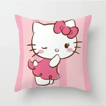 汽车沙发靠枕靠垫小朋友礼物 浅灰色 眨眼kt 45x45cm双面图案枕套 芯