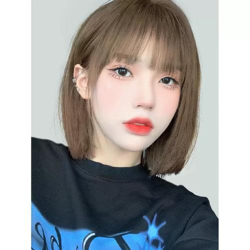 女式短发新款假时尚潮流发型圆脸修脸自然少女全头套式中短发