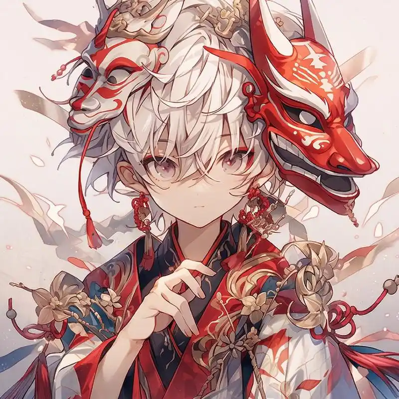 动漫头像和壁纸# 狐狸面具男生专属头像,等待你来领取哦!