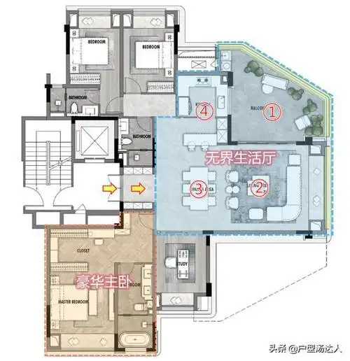 大平层户型,颠覆传统的200平方"巨作"|别墅|户型图|套房|空中花园