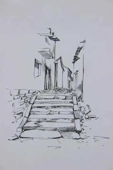 校园风景速写校园风景速写图片