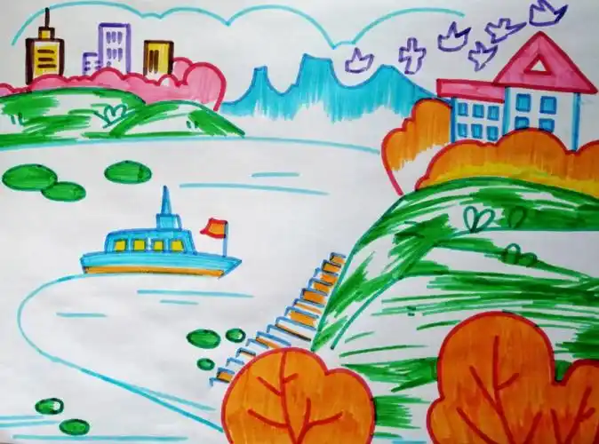 幼儿园简笔画  #儿童简笔画  #儿童画  #儿童水彩画  #简单风景画