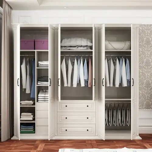 美式实木衣柜白色定制全实木二三四五六门卧室衣柜白蜡木乡村衣柜