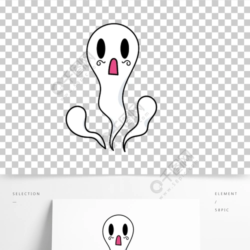 卡通手绘万圣节惊讶鬼魂线条插画矢量装饰