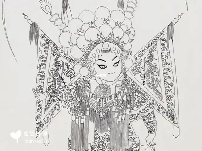 画一个亮相的小刀马旦～之前有很多朋友说想看大狸子勾线稿,这次终于