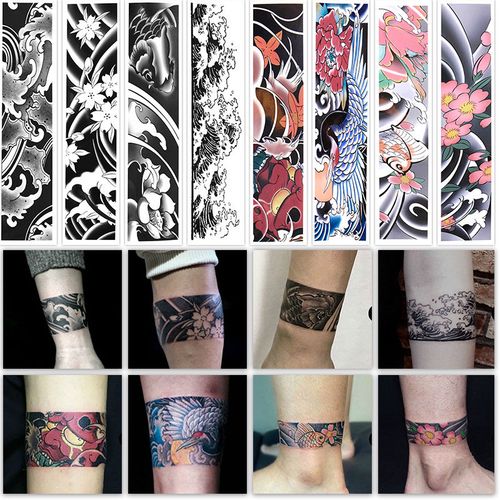 海浪臂环纹身贴男女防水手环脚踝情侣仿真持久图腾黑暗潮文身刺青