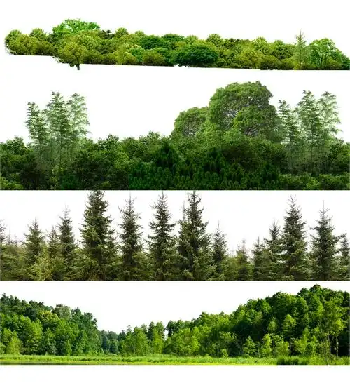 背景植物树木远景树林丛林远景山配景树景观效果图psd免抠ps素材