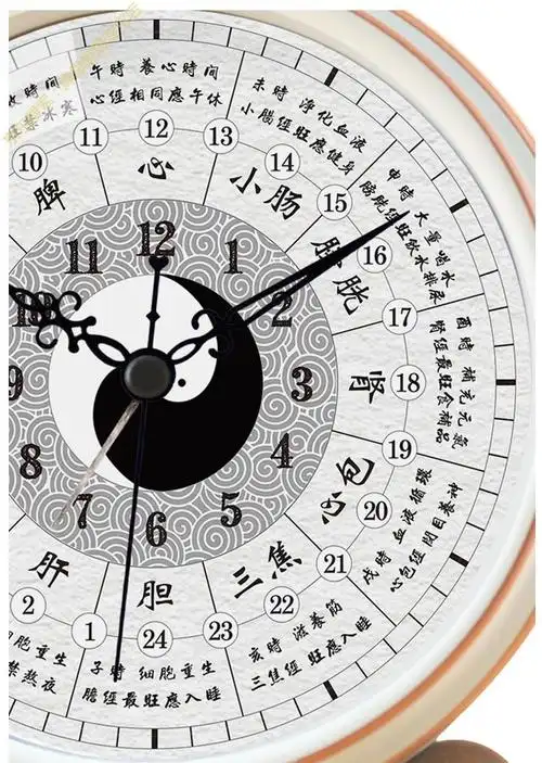 薰然子午流注钟表小台面桌面养生闹钟十二时辰24小时中医挂钟经络五行