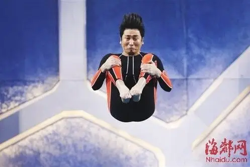 玩杂技出身的沙宝亮跳水动作很完美