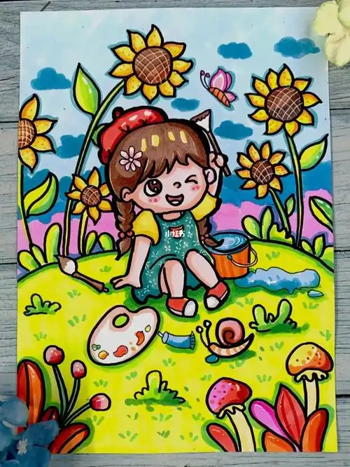 少儿创意美术  #儿童画  #插画  #人物简笔画  #美术考级