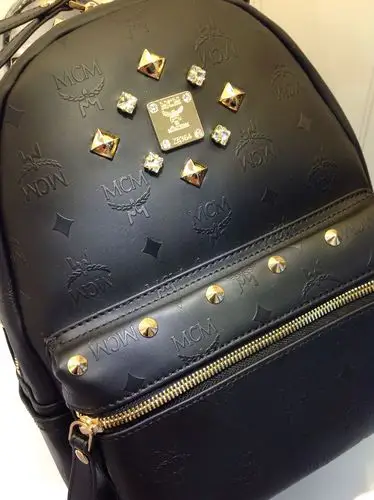 mcm浮雕水钻系列大mini 双肩包 钢铁黑 mcm韩国官网 - mcm包包_mcm