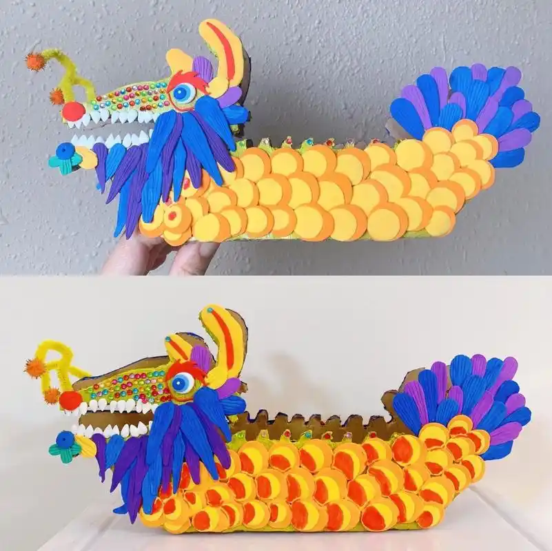 端午节手工:幼儿园亲子diy粘土龙舟94教程  超详细的端午节龙舟手工