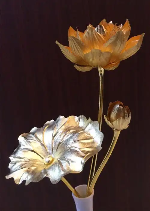 佛教用品供品24k金莲花黄金箔莲花金莲花金箔花礼物厂家直销批发
