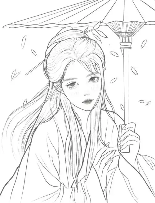 这种仙气飘飘的古风小姐姐太好看了,一定要好好上色#画画  #插画