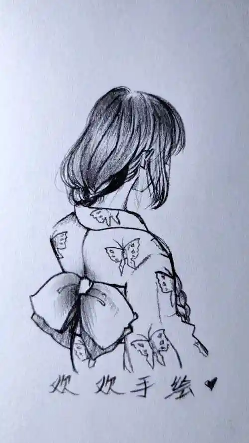 绘画动漫人物和服背影喔