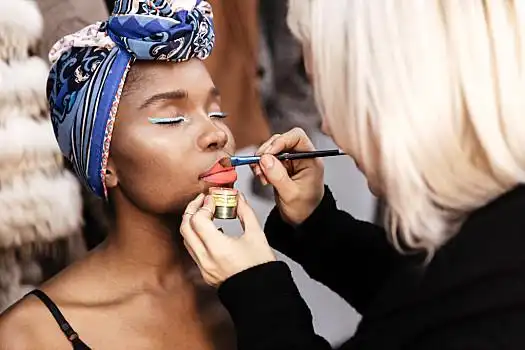 职业,化妆师,美女,化妆,工作室,年轻,美国黑人,模特