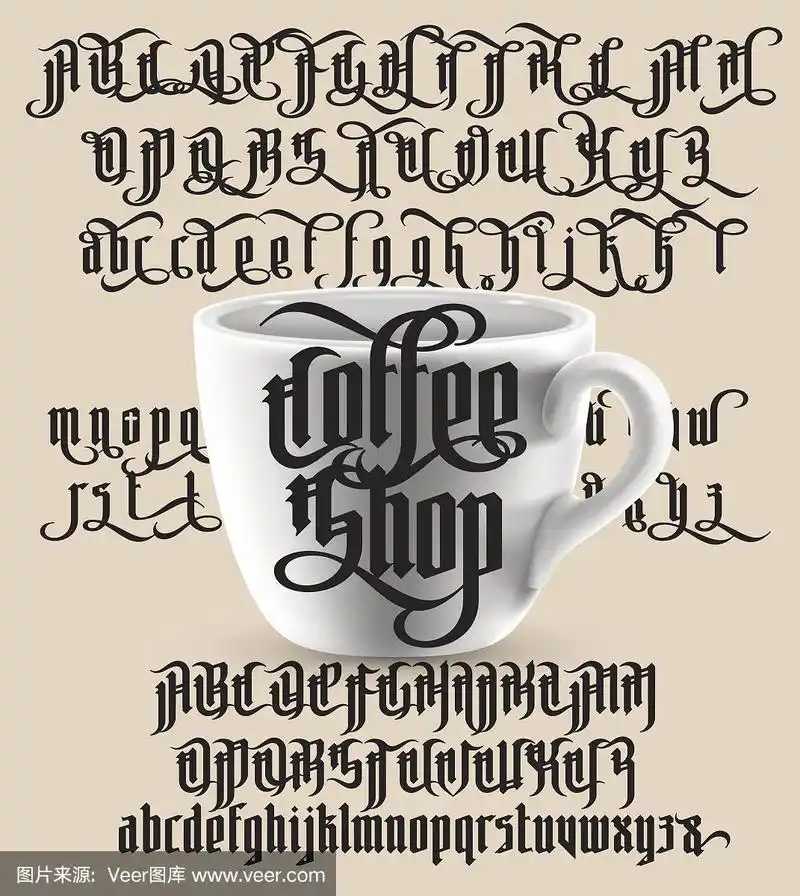 咖啡店哥特字体