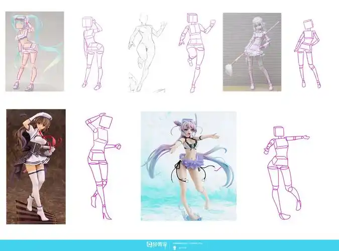 动漫插画基础——站姿人体盒子人概括练习