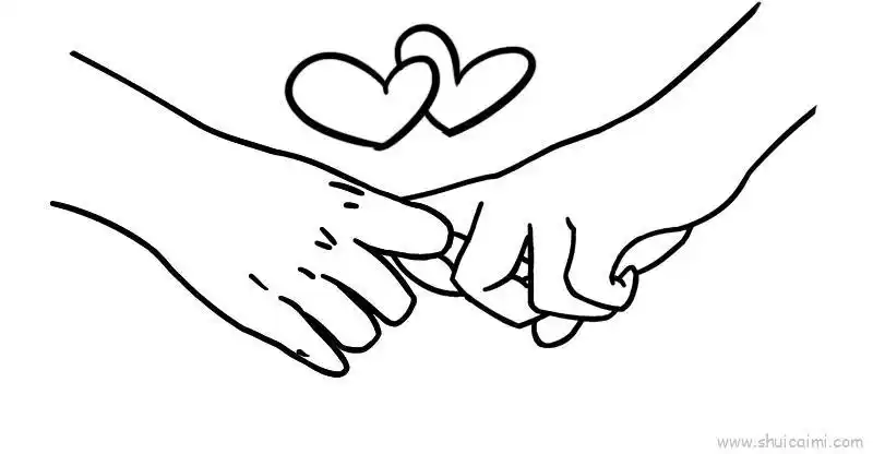 情人节牵手儿童画怎么画 情人节牵手简笔画好看