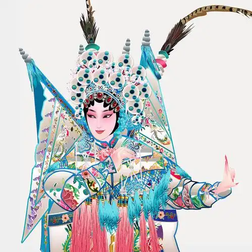 武旦刀马旦京剧人物矢量插图