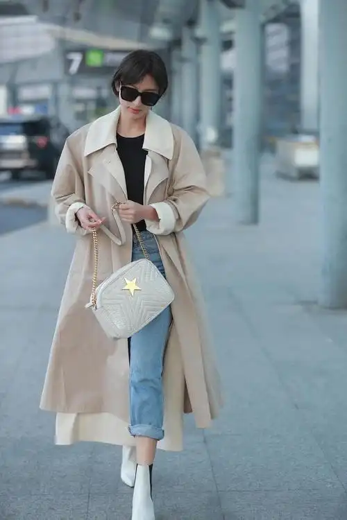 张俪没作品气质也超拽短发配风衣飒姐必备身高优势增加高级感