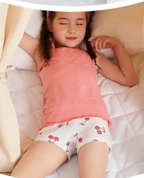 4条装女童内裤儿童平角裤夏季薄款宝宝裤头四角中大童小女孩短裤 极地