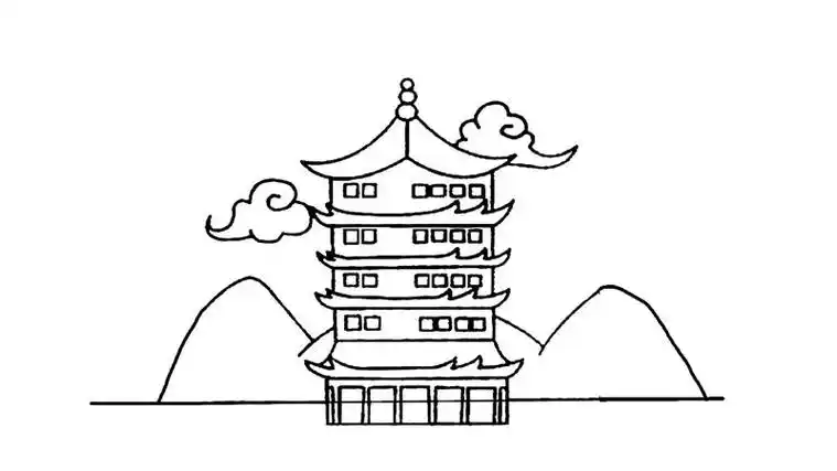 江西烧塔图简笔画