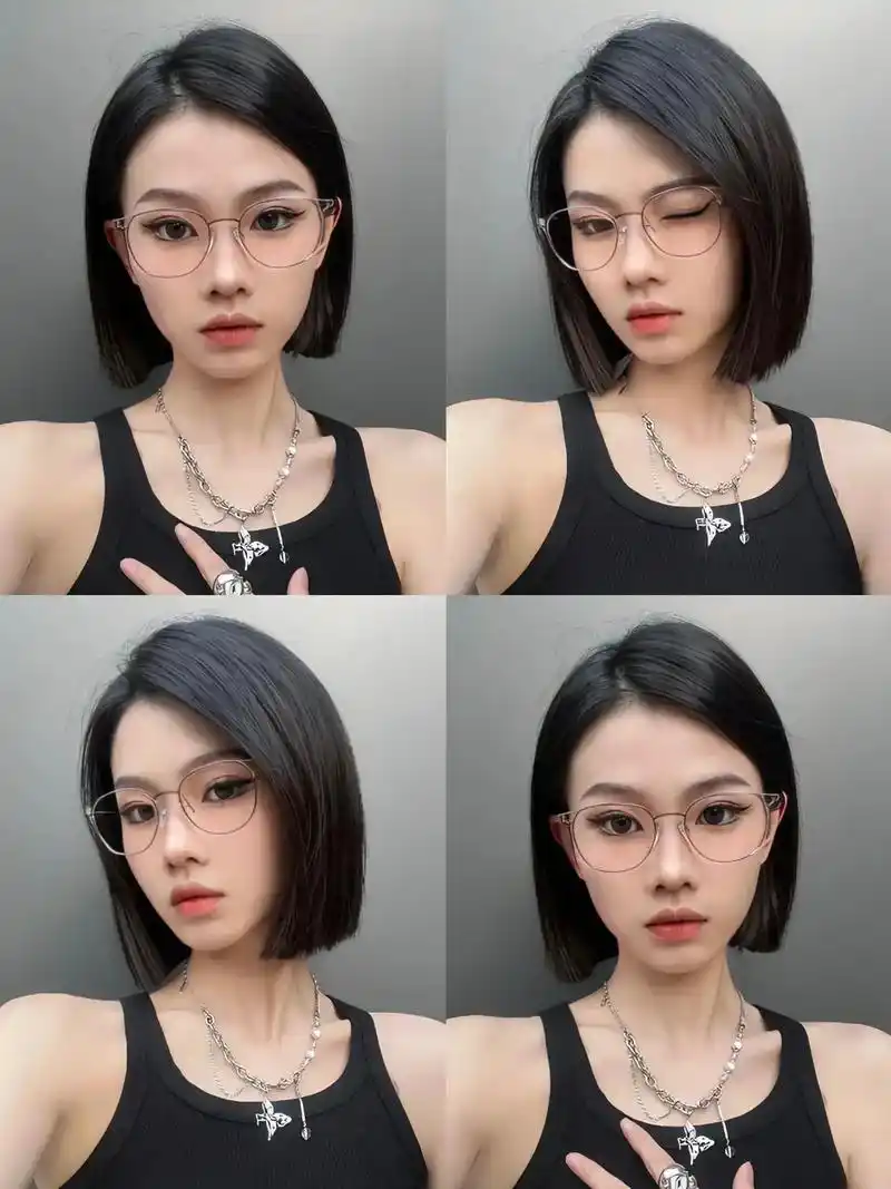 蜈一刀切女生短发一刀切发型 - 抖音