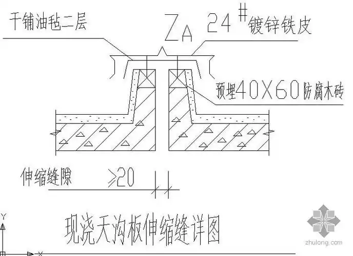 某现浇天沟板伸缩缝节点构造详图