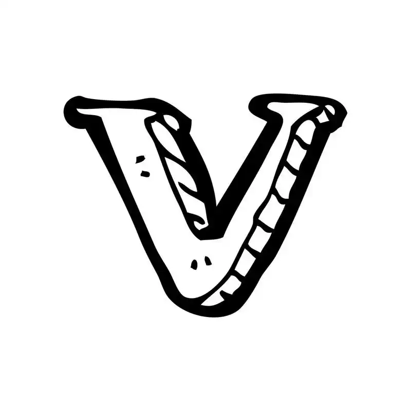 卡通字母 v,矢量, 卡通白色背景上的字母 v