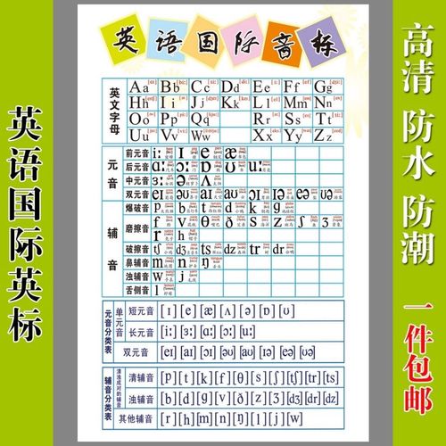 英语国际音标海报贴纸墙贴小学生26个英文字母挂图高清防水防潮