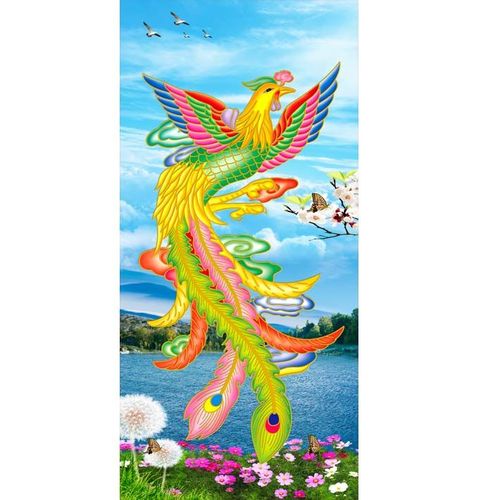 百鸟朝凤龙凤呈祥国画花鸟画凤凰凤凰涅槃浴火重生励志装饰贴画2
