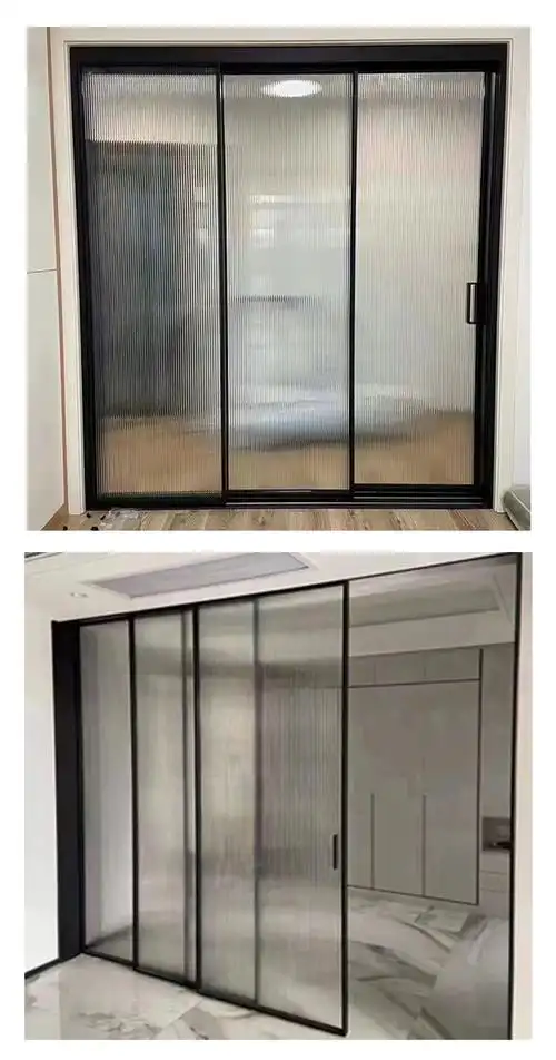 三连动推拉玻璃门现代简约厨房推拉门隔音室内极简玻璃门铝合金玻璃推