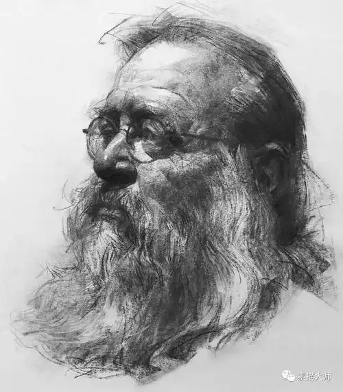 老人肖像素描,画得太精彩了