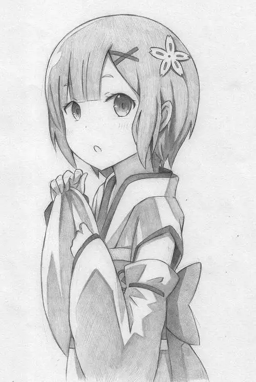 唯美图片 青春 治愈动漫 美少女 冷色系萌萌美少女简笔画素描二次元