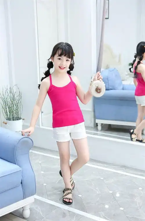 吊带女孩外穿夏季打底上衣8-12岁中大童夏季薄款小学生棉内衣衫发育期