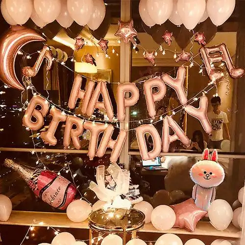 女神生日快乐装饰品气球派对场景布置女孩客厅飘空气球