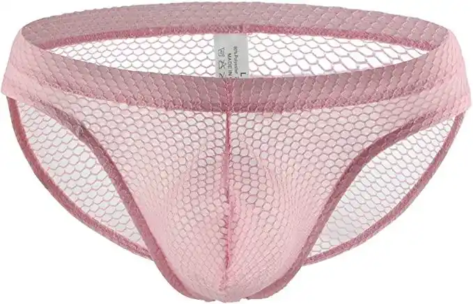 wintofw 男式网眼半透视低腰透明三角裤束带纯色内裤