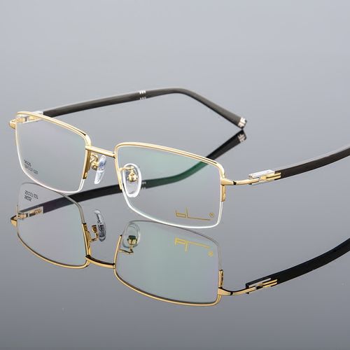 商务男士眼镜半框近视金色钛合金边配光学眼镜近视成品丹阳眼镜