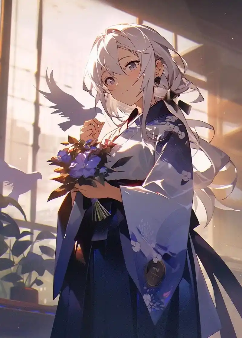 银发少女.#midjourney #二次元 #原创 #动漫少 - 抖音