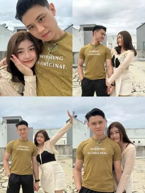 情侣拍照异地恋网恋奔现的第一张合照