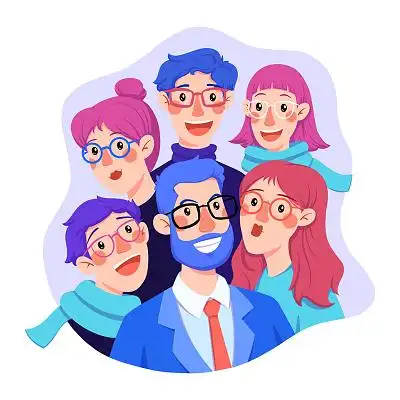 戴眼镜的一群人扁平眼镜戴眼镜的人卡通人物png素材