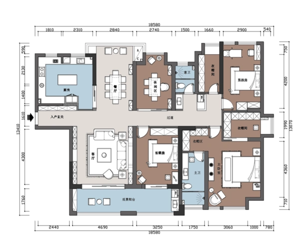 240平四居室户型图